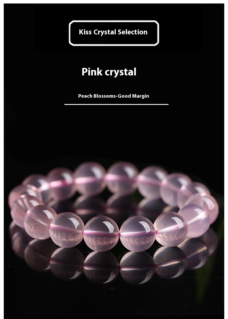 Natural Powder Loose Beads Madagascar Jelly Pink Crystals Bracelet Women Single Loop