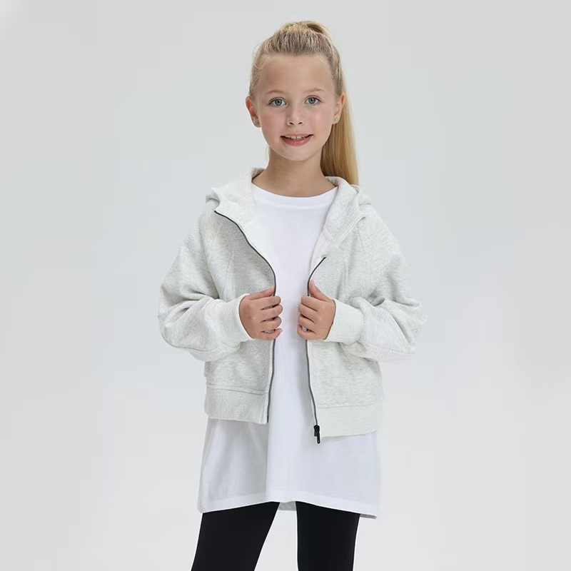 Kids Yoga Hoodie Girls Hooded Sweatershirt Coat Fleece Girl Boy Fintness Children Full Zipper Jacket Keep Warm K03