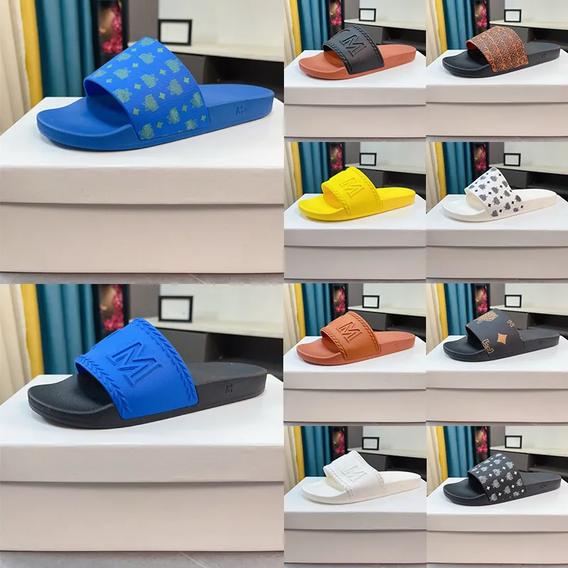 Designer Mens Sandals Slides High Quality Slipper M Classics Black Blue Red Luxury Bathroom Slippers Summer Womens Flats Gear Sole Fashion Rubber Beach Shoes 2025