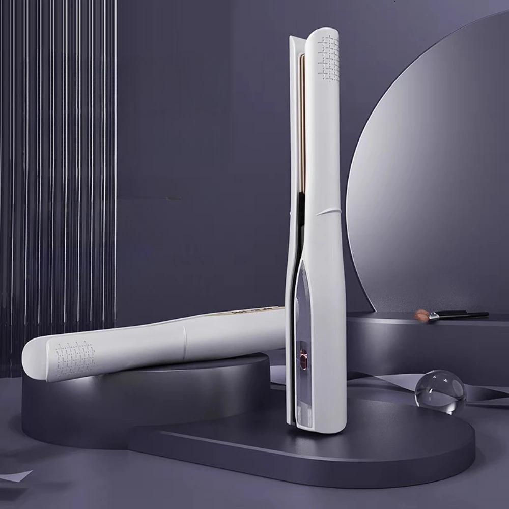 Wireless 2-in-1 Curler and Straightener - Portable Ceramic Tablet Clip 250324