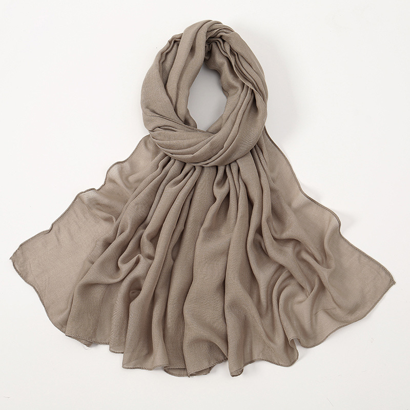 K228 Cross-border high-quality thin modal single color thin edge small size breathable rayon shawl cotton and linen women's scarf headscarf