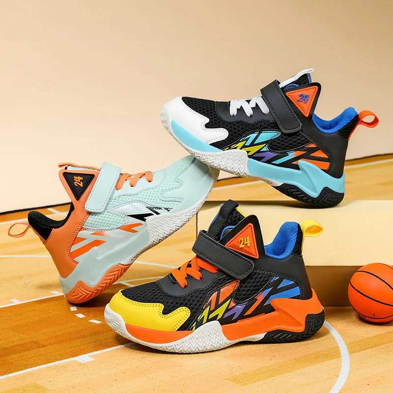 Childrens Shoes Fashion Basketball Shoes Childrens Breathable Mesh Sports Shoes Boys Casual Sports Shoes School Games 2025 New W250324