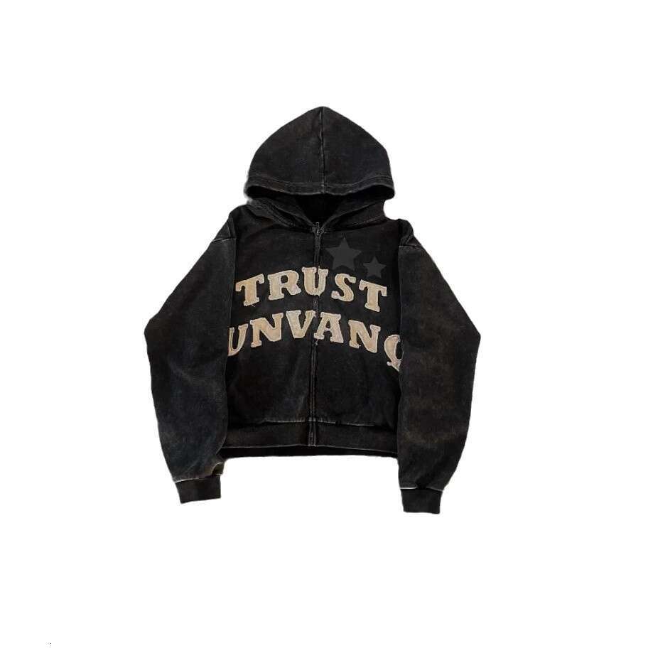 Fashion Letter Splicing Embroidered Zipper Men's and Women's American Couple's Loose Hoodie gift for man