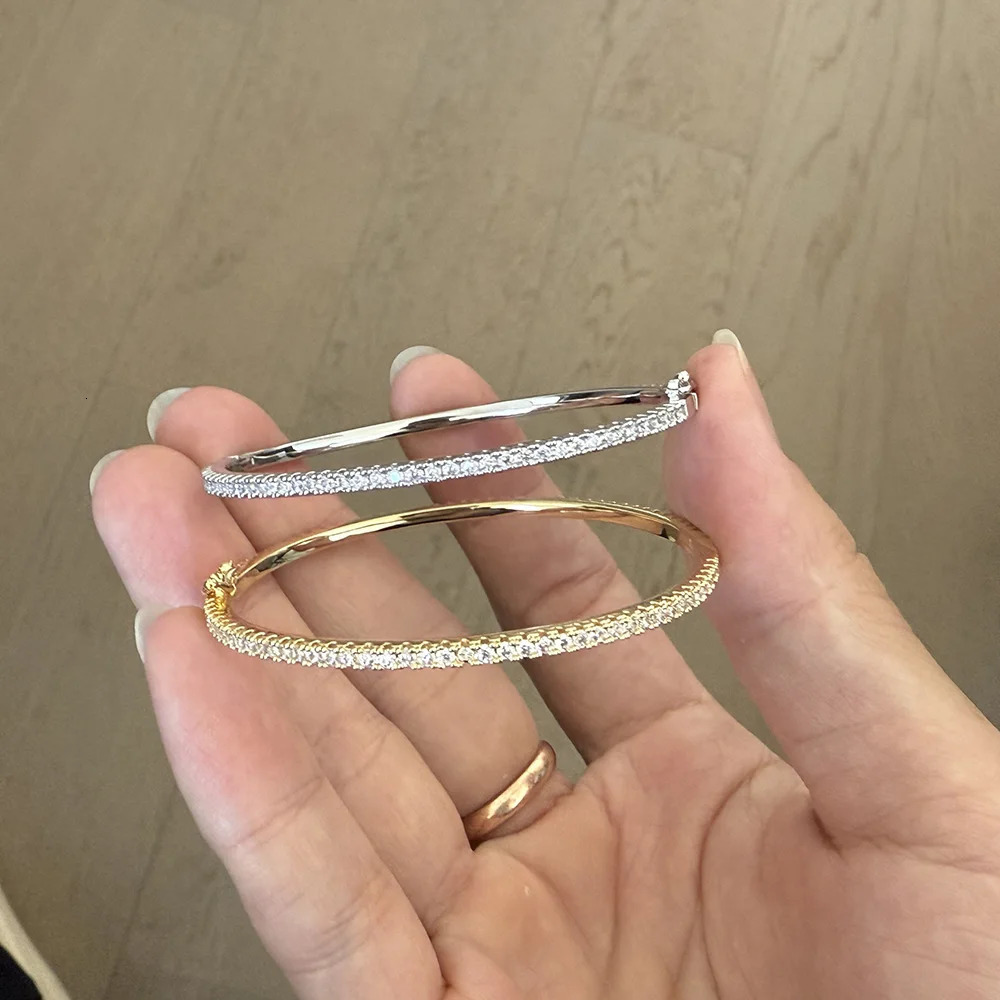 Fashion Classic Bangle Silver Color Bracelet With Stone For Women Wedding Party Small Bracelet High Quality Jewelry 250322