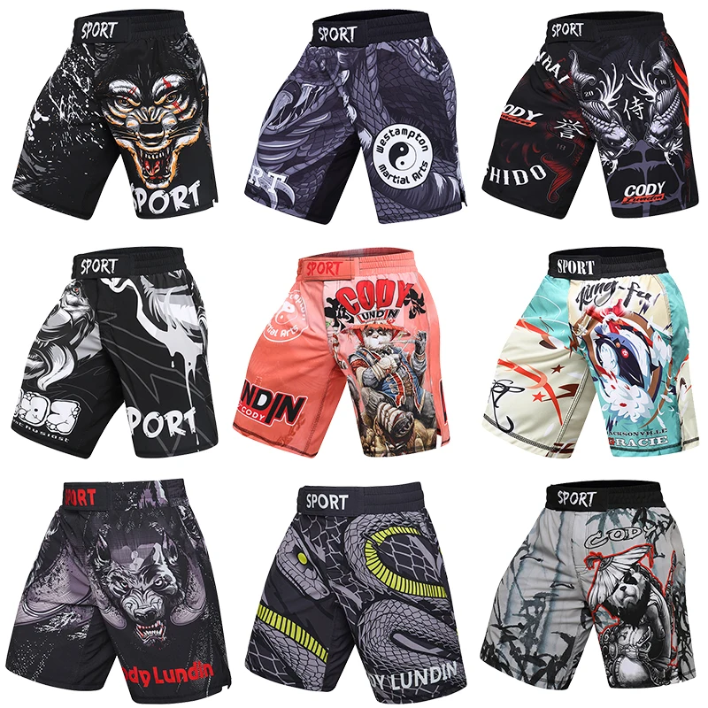 Training Fight Shorts Men's Boxing MMA Combat BJJ Grappling Fitness Muay Thai Kickboxing No Gi Shorts With Sublimation