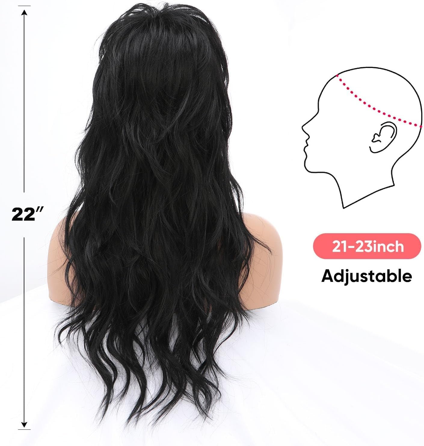 80s 90s Mullet Wigs Pixie Cut Wigs with Bangs for Black Women, Wolf Wig Wavy Long Black Synthetic Split Fringe Mullet Wig for Women Long Cosplay wig(2