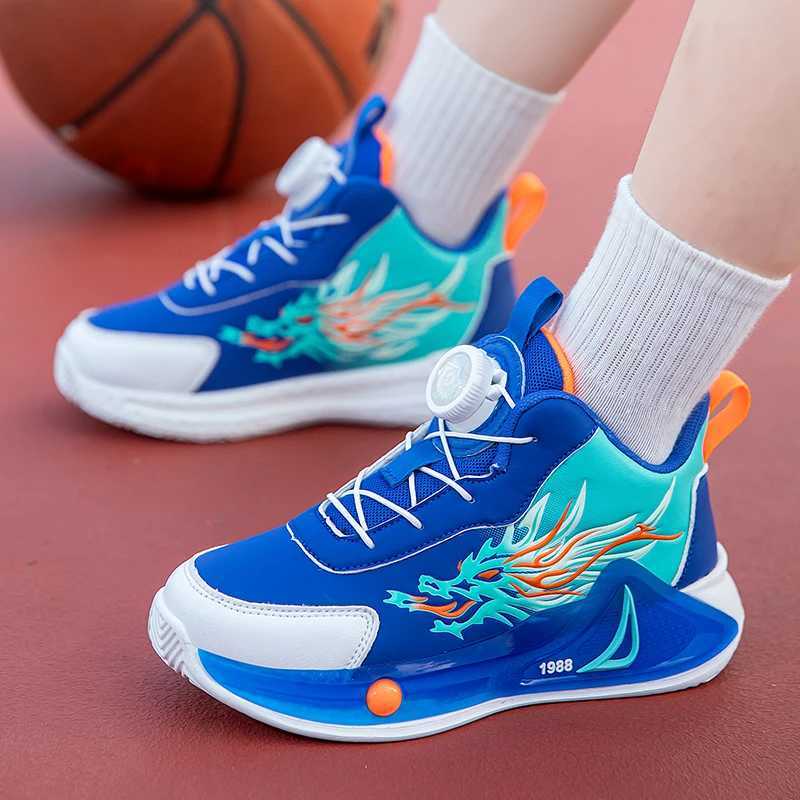 Childrens basketball shoes boys casual sports shoes dragon print fashion childrens sports shoes Tenis shoes lightweight basketball coaching machine W2