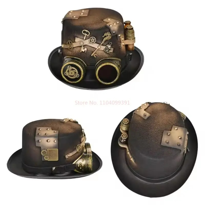 Steampunk Hat Cosplay Ball Party Victoria Punk Bowling Hat Jazz Goggles Hat Clothing Accessories Carnival Adult Hat 250322