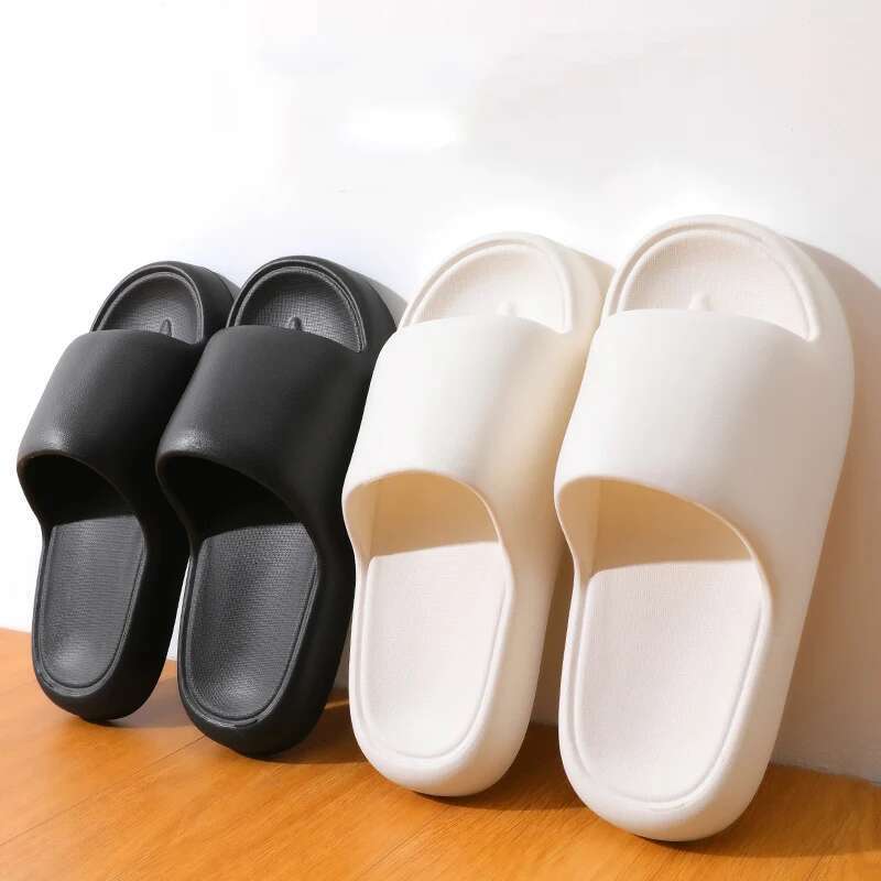 Unisex Bathroom Slippers Cloud Cushion Slides Summer Flat Sandals Thick Platform Shoes Man Indoor Non-Slip Couple Flip ps