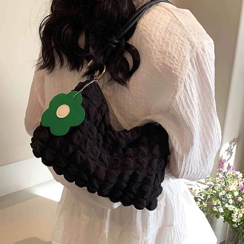 2025 new Korean soft bubble women's handbag pleated cloud underarm bag designer fashionable casual shoulder bag cute wallet3