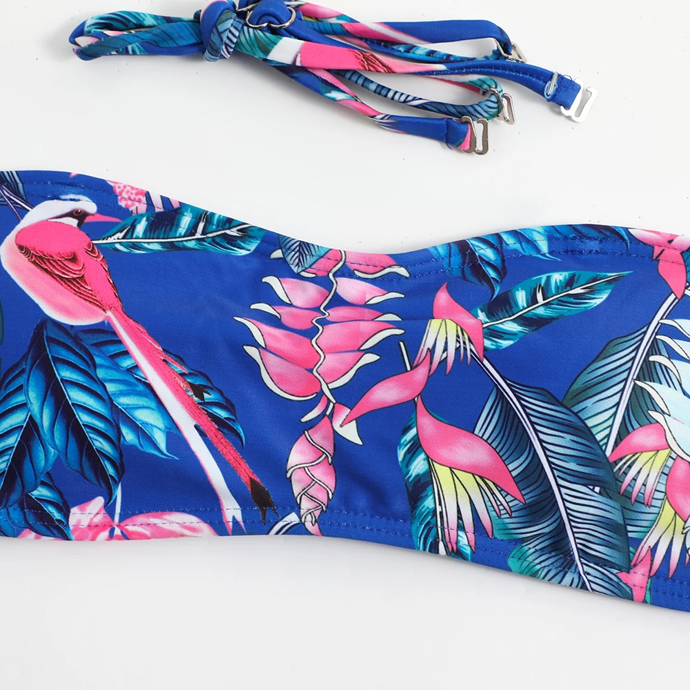 2024 Printed Strapless Two Piece Bikini Set Womens Swimsuit 250321