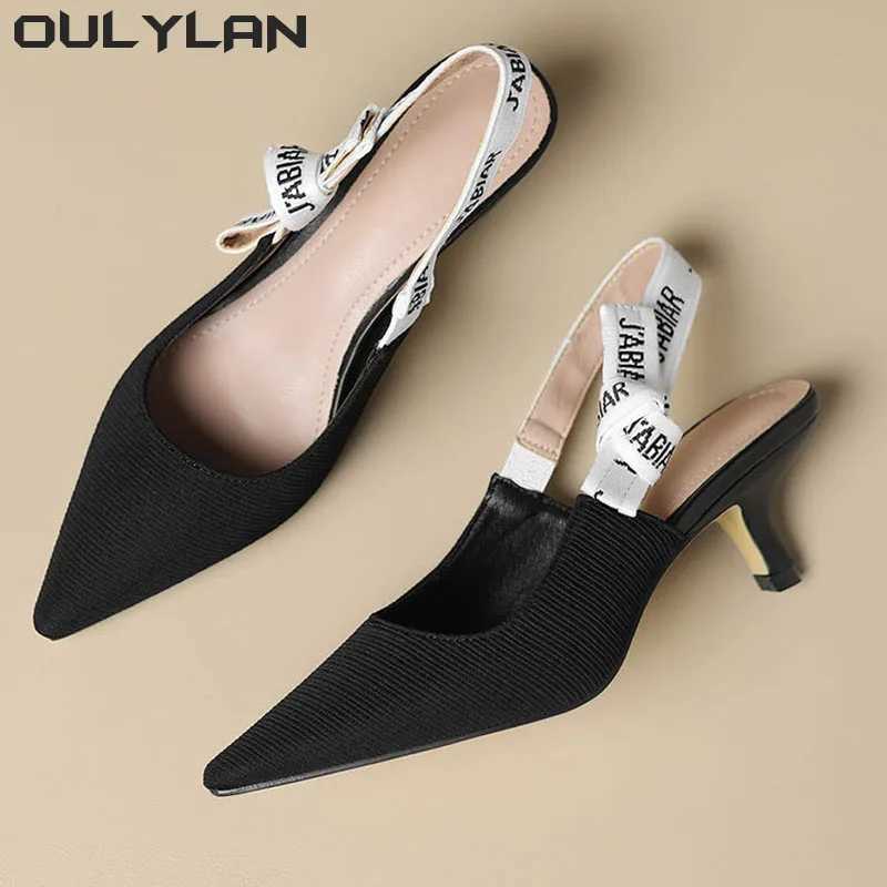 Mujer hot Wens Sexy Pointed Toe Sandals Spring Fashion Slingback Shoes 2024 New Ladies High Heel Slippers Pumps Sandalias Z250325