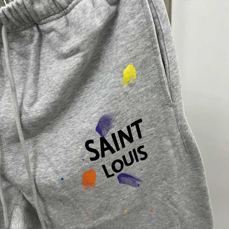 Men's Shorts Mens summer casual splash ink graffiti street fashion cotton gray pants tassel design washing z250325