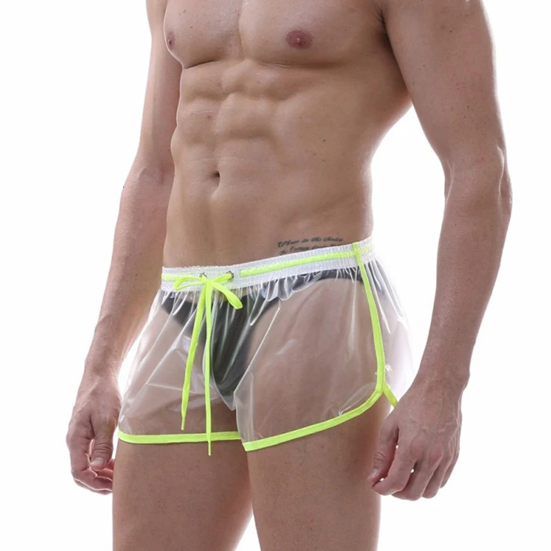 CLEVERMENMODE mens beach shorts swimsuit transparent sexy quick drying waterproof luggage board 250321