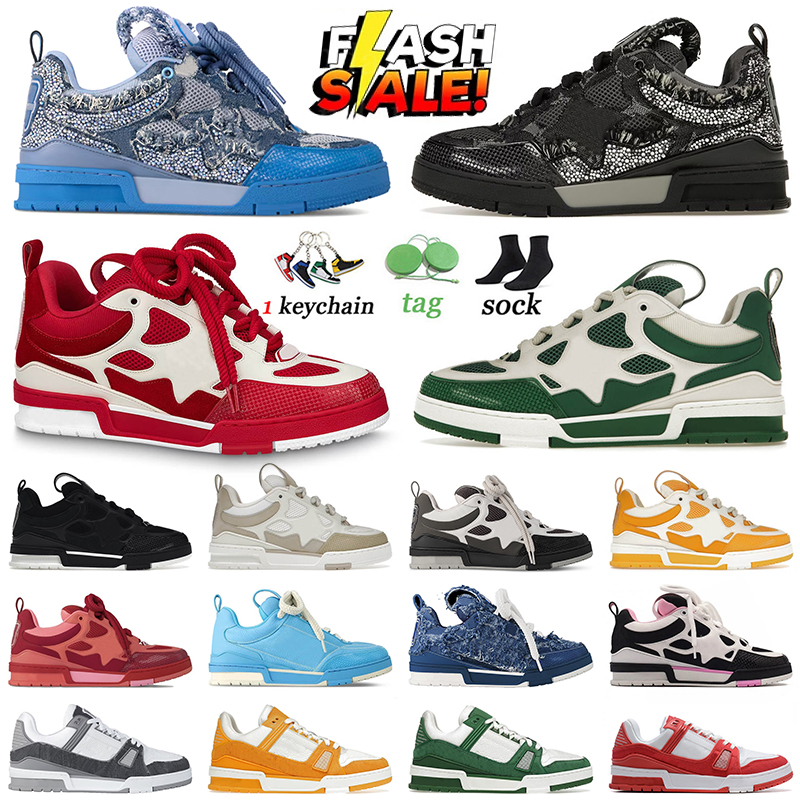Top Designer lvt Shoes Virgil Skates Trainers Luxury Fashion Brand Flat Heel Embossed Luxe Loafers For Mens Womens lvtrainer Tennis Calfskin Sneakers Scarpe Dhgate