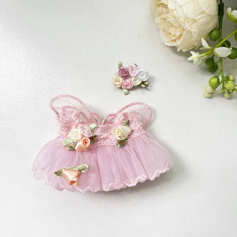 17cm Cute Mini Plush Doll Clothing Accessories Labubu II Idol Doll Flower Fairy Wedding Dress DIY Childrens GiftXJ250324