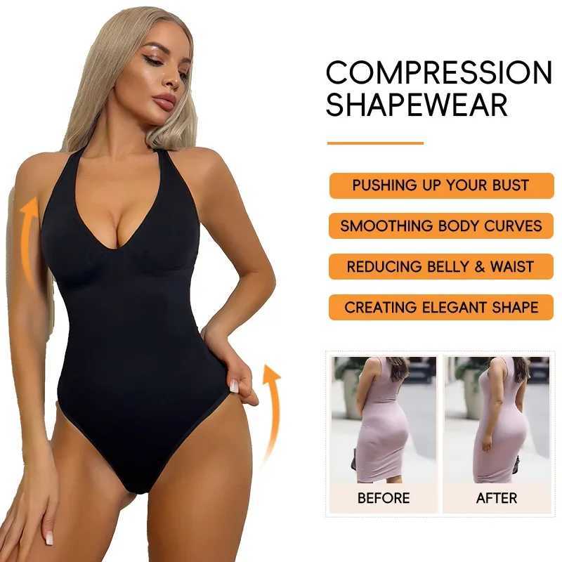 Slimbel Womens Deep V-neck Tight Hanger Top Abdominal Control Adjustable Shoulder Strap Shape Columbia Fajas thong Sexy Hip LiftXJ250325