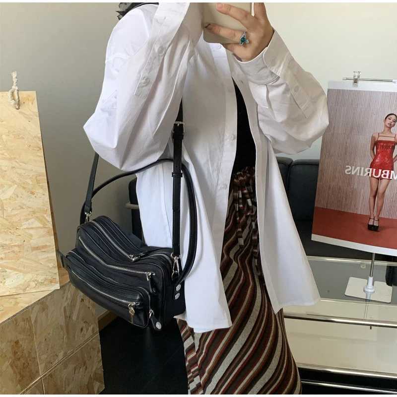 Brand Designer Fashionable Multi Zipper Motorcycle Bag Multi Classic Womens Handbag Sweet Trend Cross Body Bag Party Shoulder Bag Y250324
