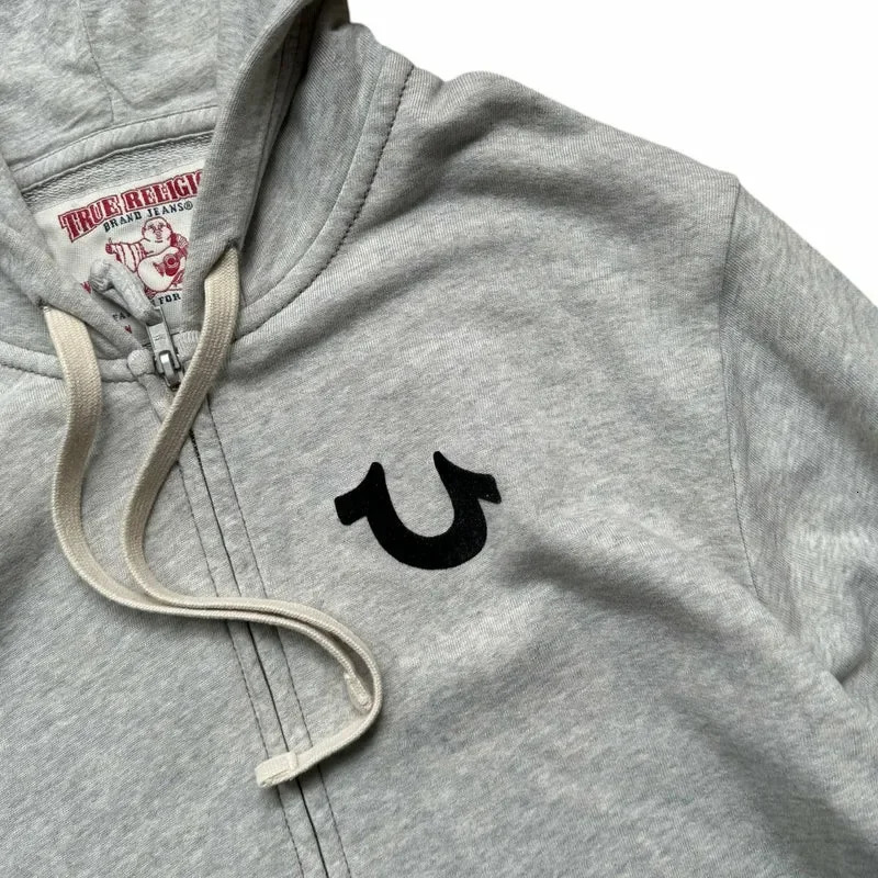 Harajuku Classic Cartoon Graphic Print Oversized Hoodie Autumn Y2K Streetwear Light Gray Zip Sweatshirt Men Women Clothing Tops 250318