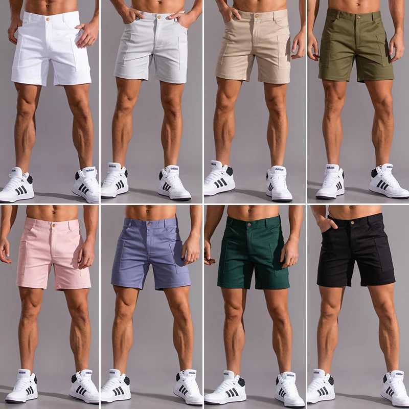 New Summer 100% Cotton Mens Shorts High Quality Casual Business Social Elastic Waist Mens Shorts 9-Color Beach Shorts W250324