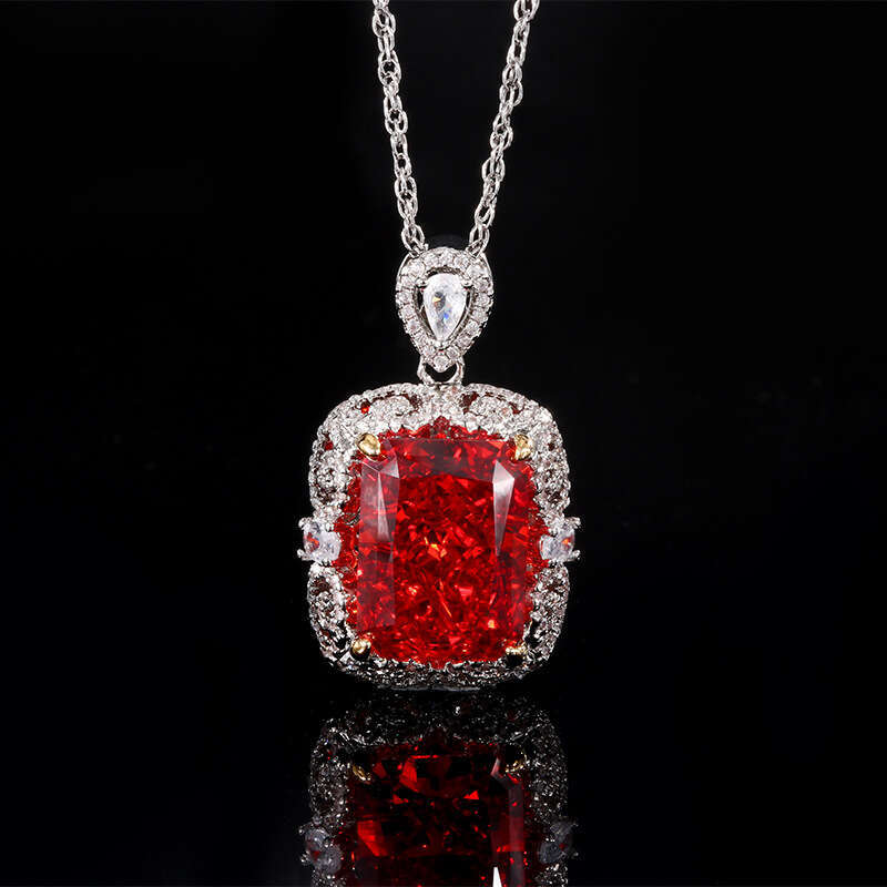 2024 New Zhuangsheng Jewelry High Carbon Dia Ice wer Cut Copper Set Light Pendant Main Stone 12 * 16