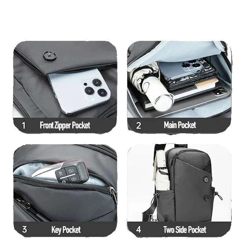 Male Sg Bag Waterproof, Brand L&M Men's Chest Bags Lightweight, Large Capacity Shoulder Packet, Fashion Crossbody Backpack