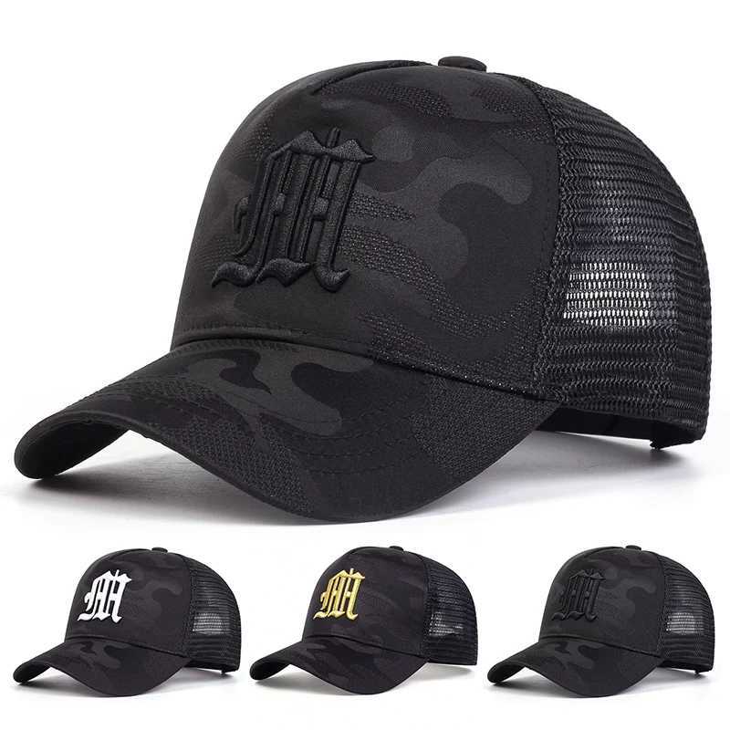 Fashionable M-letter camouflage embroidered baseball net hat spring and summer outdoor adjustable casual hat sun protection hatXJ250325