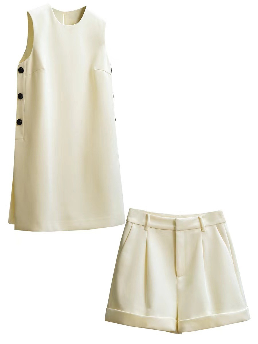 2024 Summer Fashion Set Sleeveless Dress Shorts Comfortable, Casual And Simple