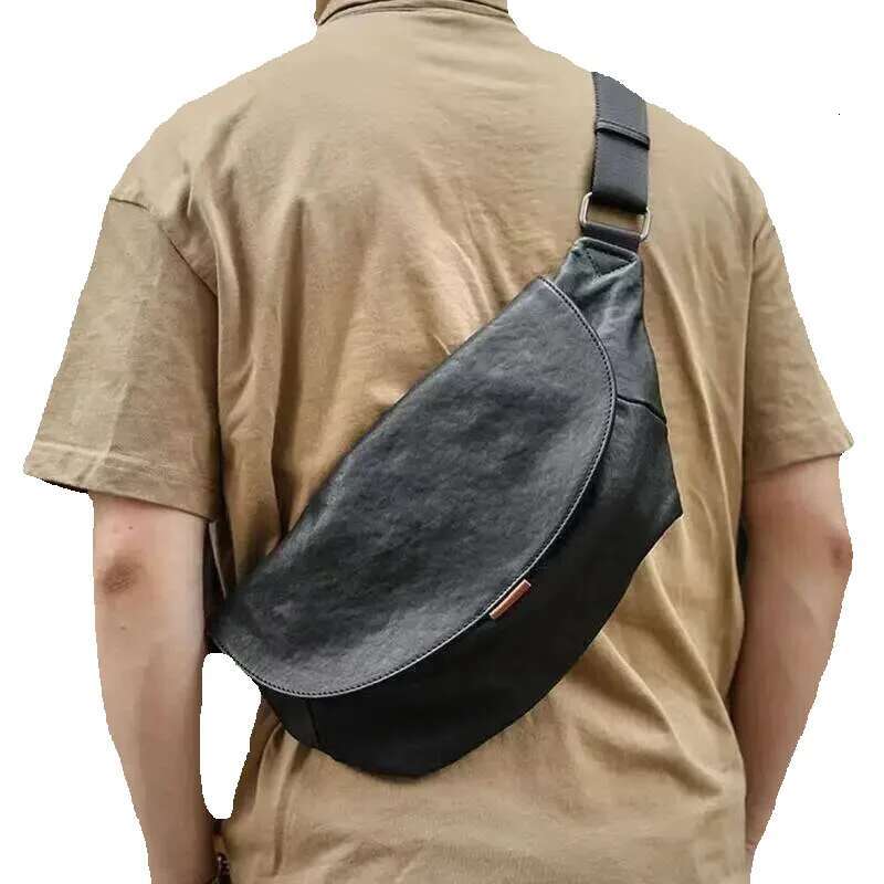 SENOFAN 2025 Cattlehide Chest Bag Casual Black Hobos Messenger Crossbody Men Real Cowhide Male Shoulder Sg Waist Bags