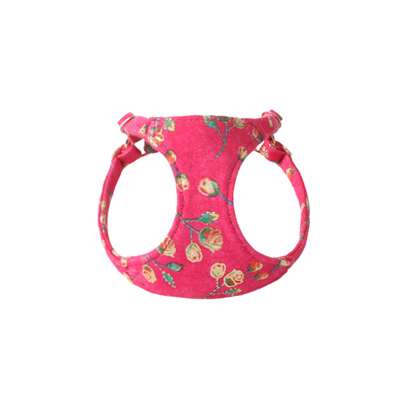 Puppy No Pull Small Dog Harness with Multifunction Dog Leash, Hot Stamping Printed Suede Material Dog Harness Lightweight Soft Adjustable No Choke Pet