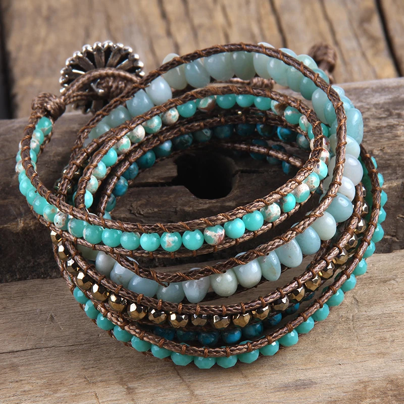 Fashion Bohemian Jewelry Natural Stones er 5 Strands Mix Handmade Wrap Bracelets Festival Gift 250318