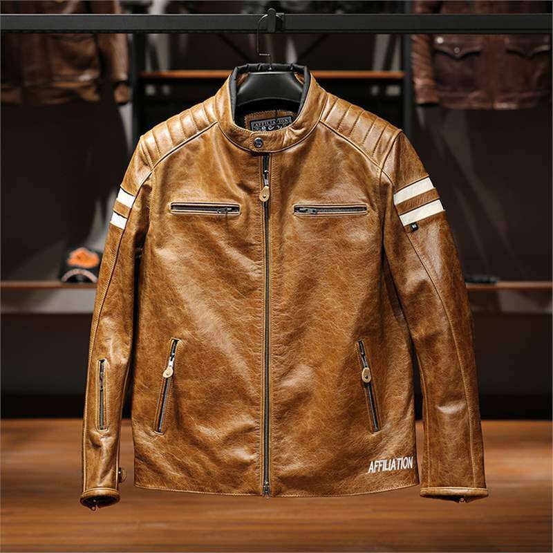 Leading Layer Cowhide Men's 80 Harley Two Bar Motorcycle Leather Jacket