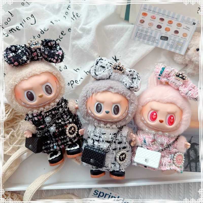 17cm Labubu doll accessories clothing high-end luxury design sweet wool set Labubu clothing cross body bag princess shoesXJ250324