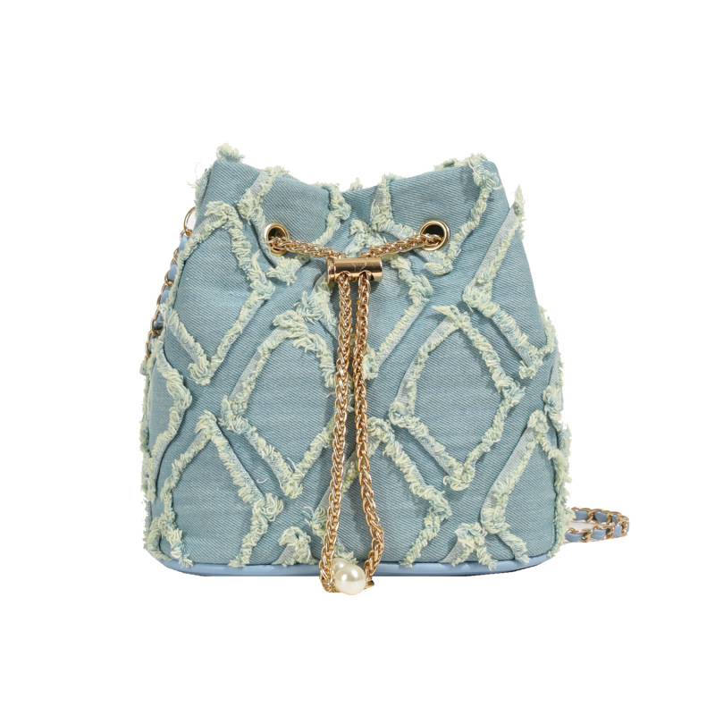 Denim bag Summer patchwork one-shoulder bucket bag for women crossbody 2025s hot