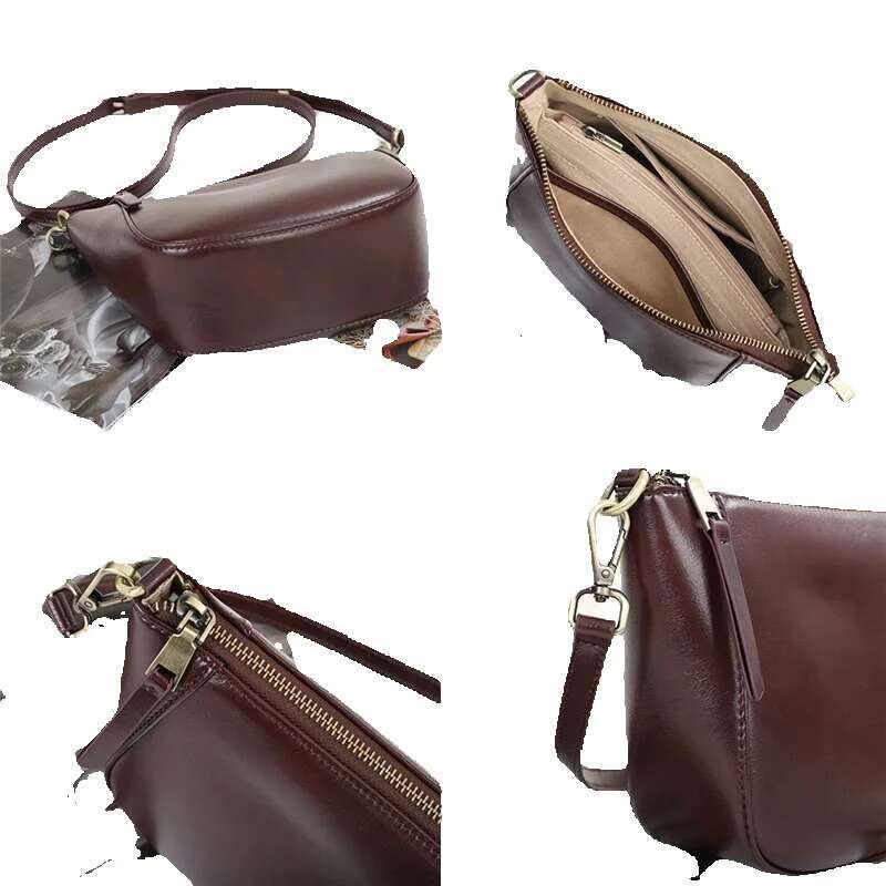 Hifashion Cowhide Genuine Leather Saddle Small Shoulder Bags For Women 2025 Designer Crossbody Purse Cute Ladies Handbags