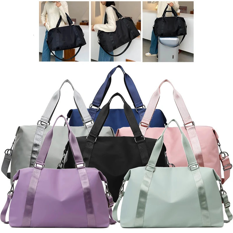 Womens Large Travel Bag Multi-Functional Duffle Tote Bag Handbags Nylon Waterproof Shoulder Bag Women Wet Dry Pockets Gym Bag 250314