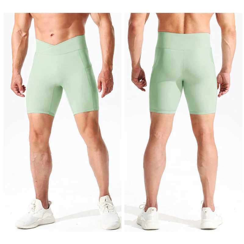Running shorts pocket mens high waisted elastic running tight fitting bicycle fitness yoga quick drying outdoor clothing marathon W250324