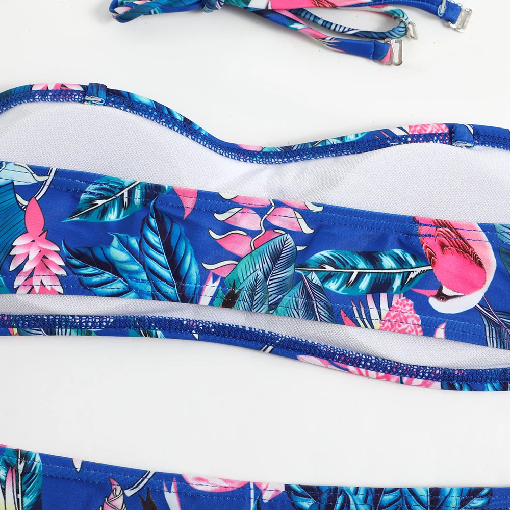 2024 Printed Strapless Two Piece Bikini Set Womens Swimsuit 250321