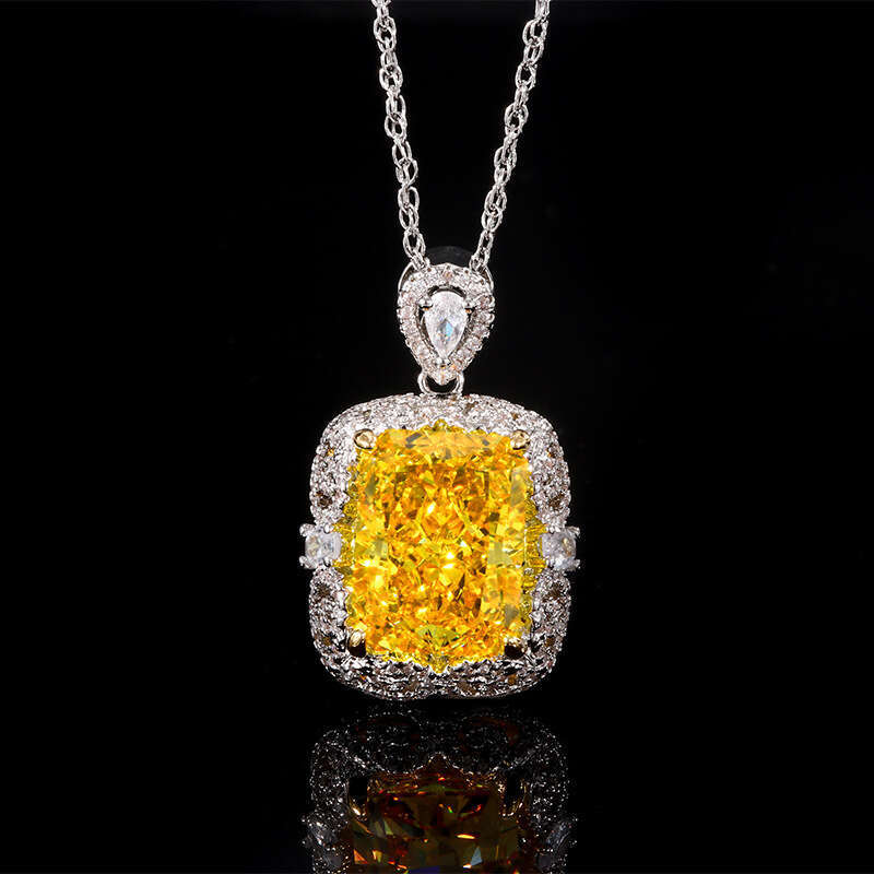 2024 New Zhuangsheng Jewelry High Carbon Dia Ice wer Cut Copper Set Light Pendant Main Stone 12 * 16