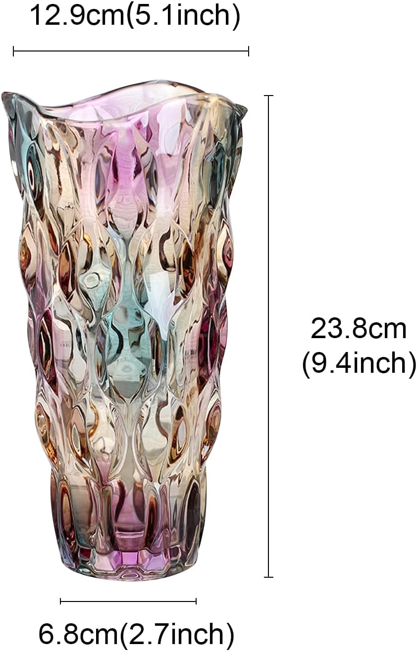 Glass Vases for Flower Thickened 3.4 lb Morden vases for Tables Centerpieces, vase for Home Decor Crystal Colorful and Clear Rose Large Vases Christma