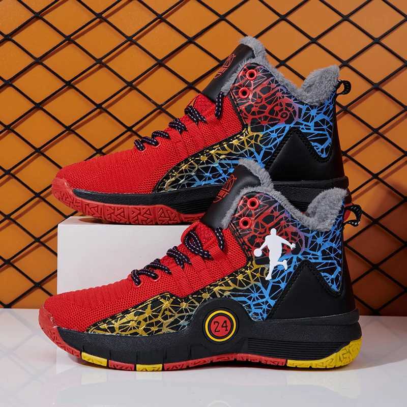 Winter childrens basketball shoes boys thick warm snow boots girls non slip outdoor casual childrens wear-resistant sports shoes W250324