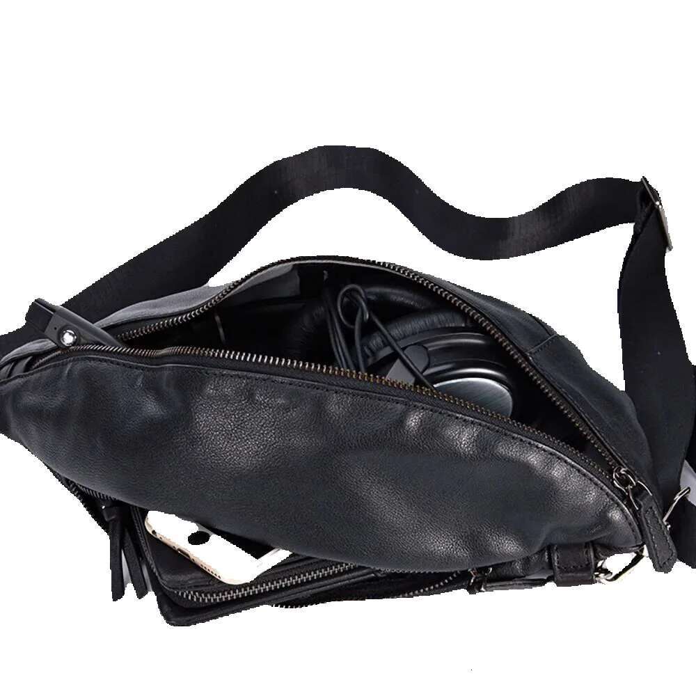 ZRCX Genuine Leather Chest Messenger Shoulder Casual First Layer Cowhide Waist Trendy Men's Bag