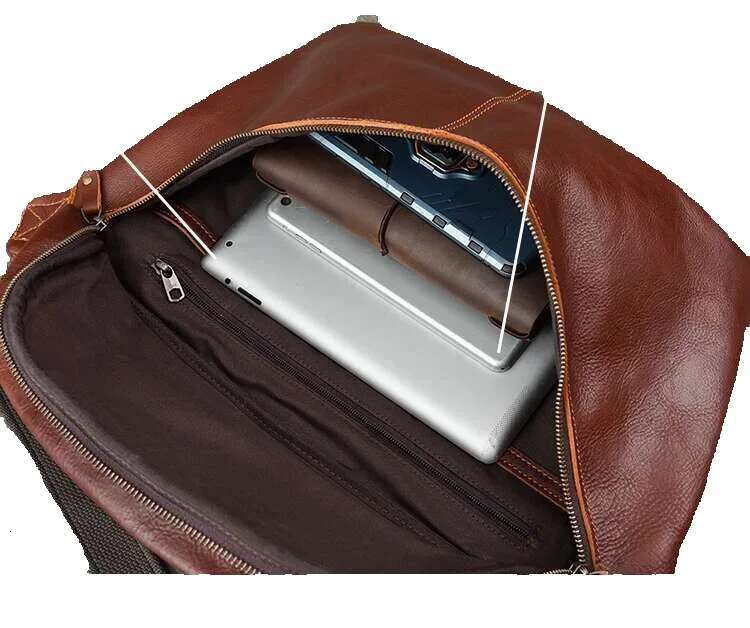 Large Capacity Genuine Leather Men's Chest Bag Retro Fashion Casual Real Cowhide Daily Sports Big Shoulder Messenger Bags