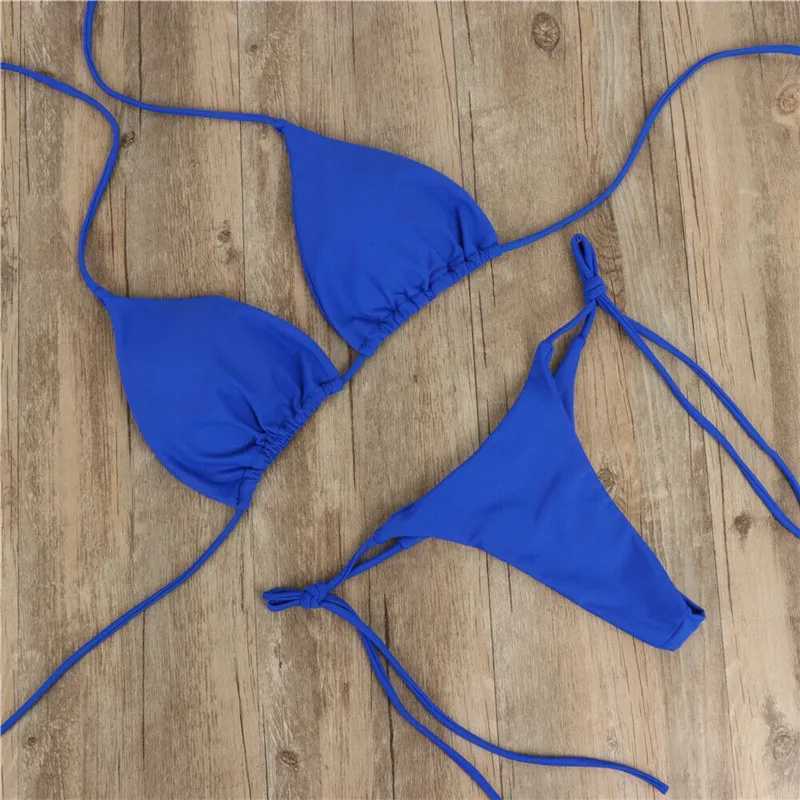 Sexy womens bikini 2024 new push up bra bikini set womens swimsuit pure black blue beach suit womens chest cushion swimsuitXJ250324