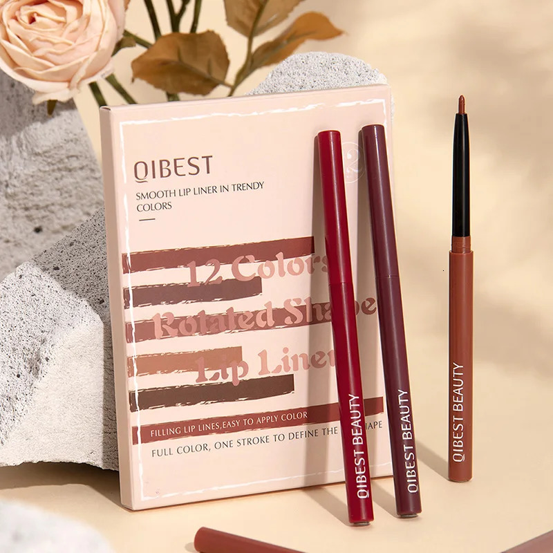 QI Cross-Border Matte Lip Liner Set 12-Color Assortment Nude Shades Waterproof Lip Contouring Pencils 250324