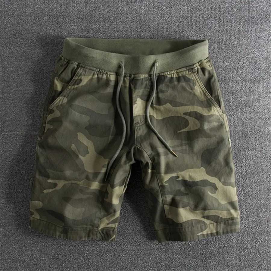 Men's Shorts Summer mens camouflage shorts casual elastic waist comfortable and loose jogging pants cotton cargo gym running shorts beach shorts 