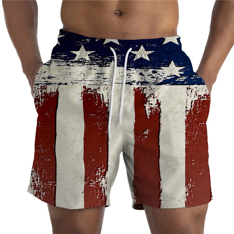 Latest Summer Mens Shorts US National Flag 3D Printed Casual Youth Quick Drying Swimsuit Dry Cool Ice 250321