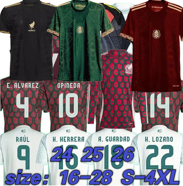 Player Fans 2024 2025 Mexico football soccer jerseys national J.QUINONES A.VEGA G.OCHOA S.GIMENEZ RAUL H.LOZANO CHICHARITO K.ALVAREZ 24 25 men women kids shirt 4XL