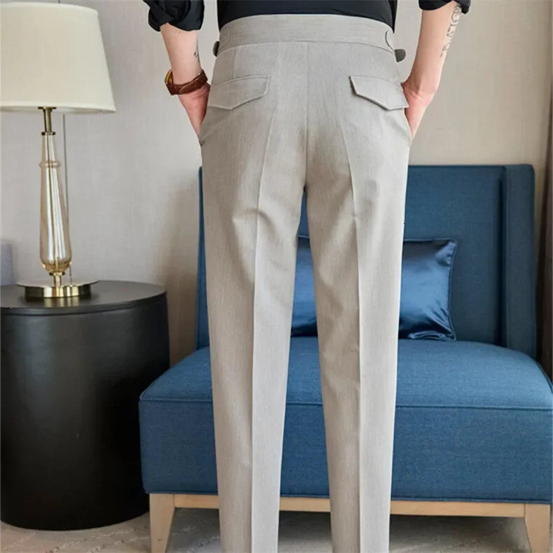 Spring Autumn Smart Casual Suit Pants Men Solid Color Slim Fit Office Fomal Wedding Party Dress Pants Mens White Suit Trousers 250325