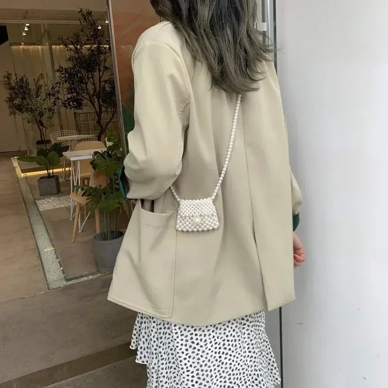 Heart Mini Bags for Women Delicate Pearl Cute Shoulder Crossbody Bag Stylish Versatile Sweet Girls Solid Color Leisure Holiday 250320
